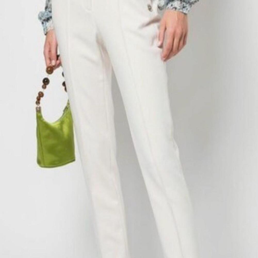 Veronica Beard Renzo Sailor Pants Off White Buttons Size 4 High Rise Stretch